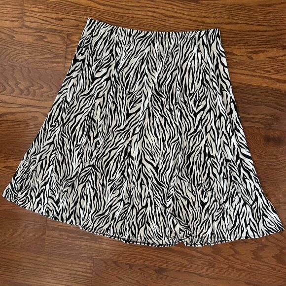 Dialogue Womens Zebra Animal Print Pull On Midi Skirt Size 1X Plus Size - Picture 6 of 7